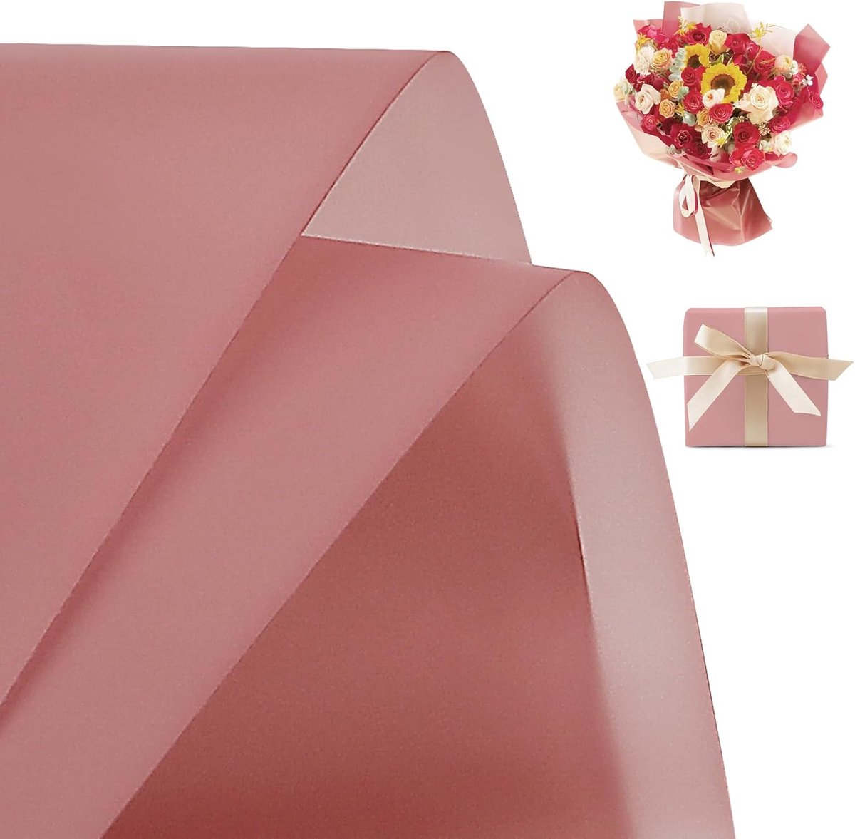 20 vellen matte matte bloem boeket inpakpapier, dubbelzijdig bloem inpakpapier waterdicht boeket benodigdheden voor bloemist bruiloft verjaardag feest decoratie geschenkverpakking 22x22 inch (licht