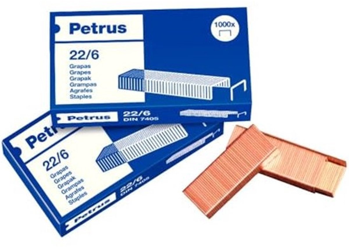 Nietjes 30 vellen 6 mm, 1000 stuks model 22/6 voor kantoor en huis
