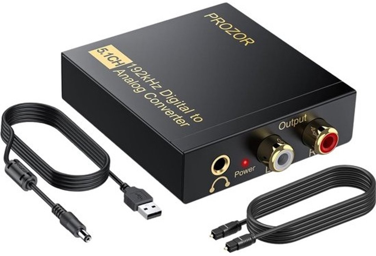 Digitale naar Analoge Converter 192kHz met Volumeregeling voor Coaxiale en Toslink naar RCA en 3.5mm