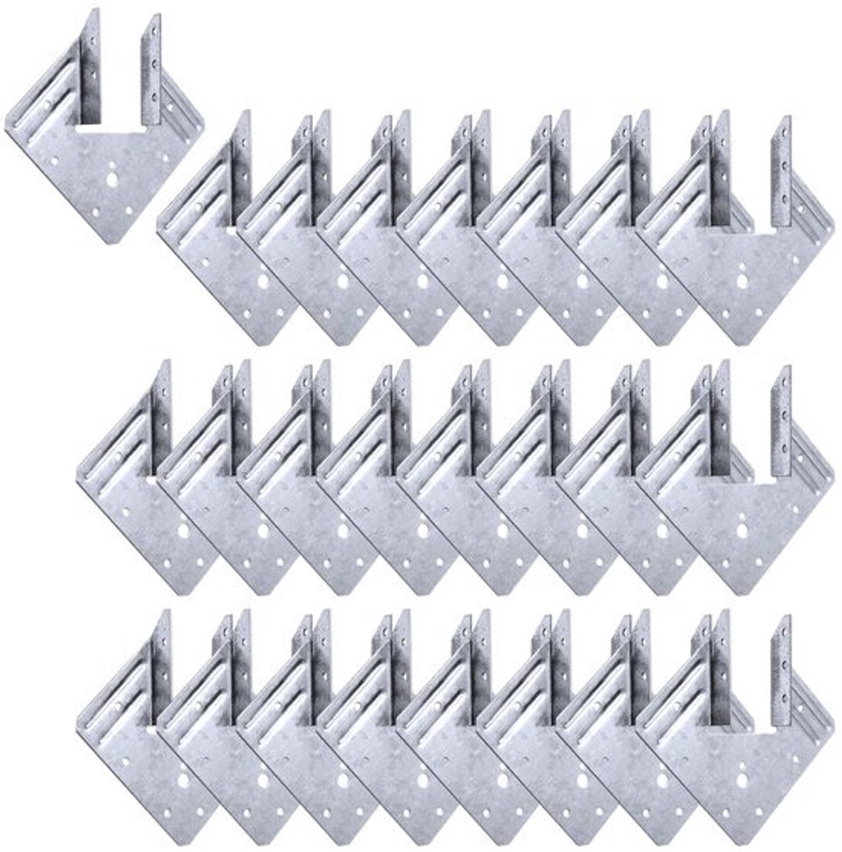 Dailygoods- Connector van 18 Gauge - Stalen beugels - Set van 24 stuks - Hoogwaardige slagvastheid - Corrosiebestendig - Eenvoudig te installeren - Constructiebeugels