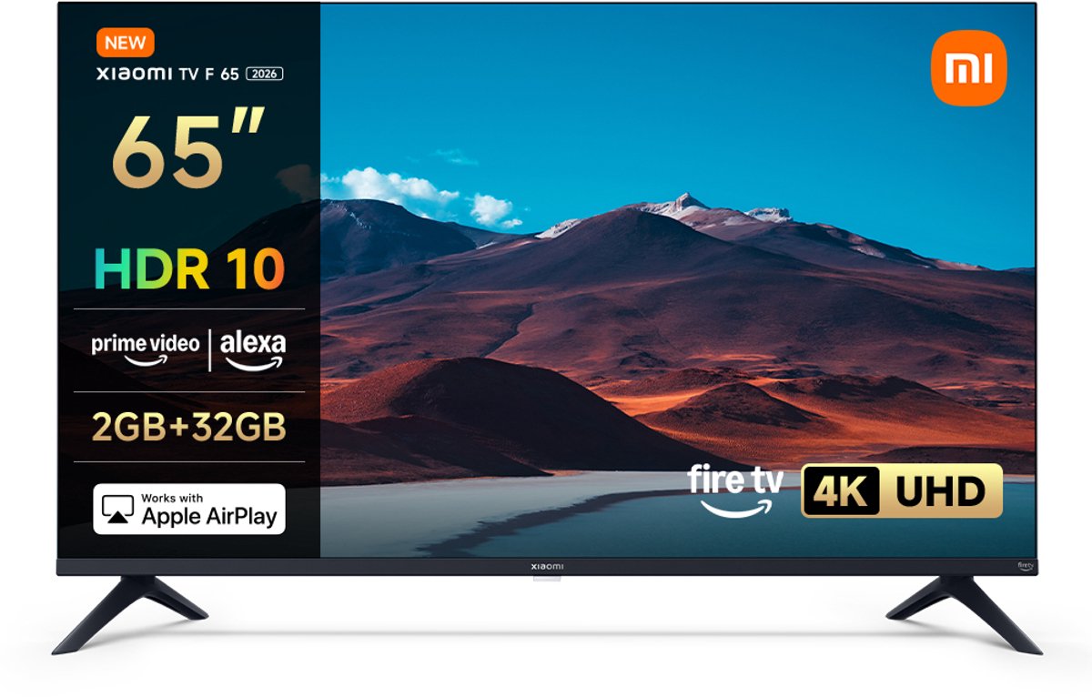 Xiaomi TV F 65 2026 | 65 inch 4K UHD Smart TV | Fire TV | HDR10/HLG | Dolby Audio en DTS:X | AirPlay