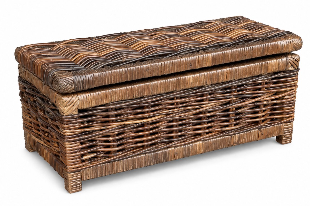 Rotan Opbergmand Antiek Max - 60x30xH30 cm - Met Deksel