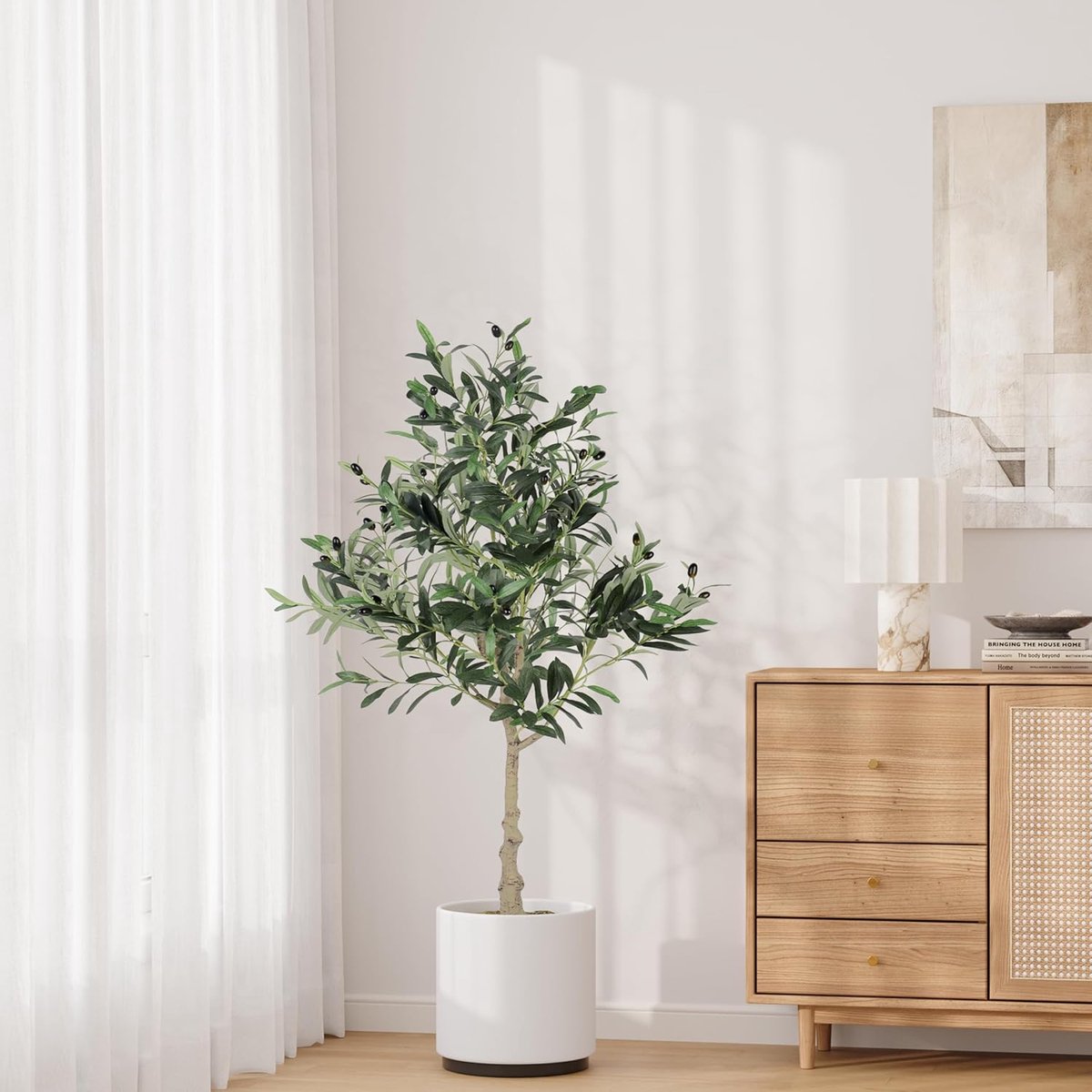 Kunstolijfboom, 120 cm, realistische kunstplant, groot
