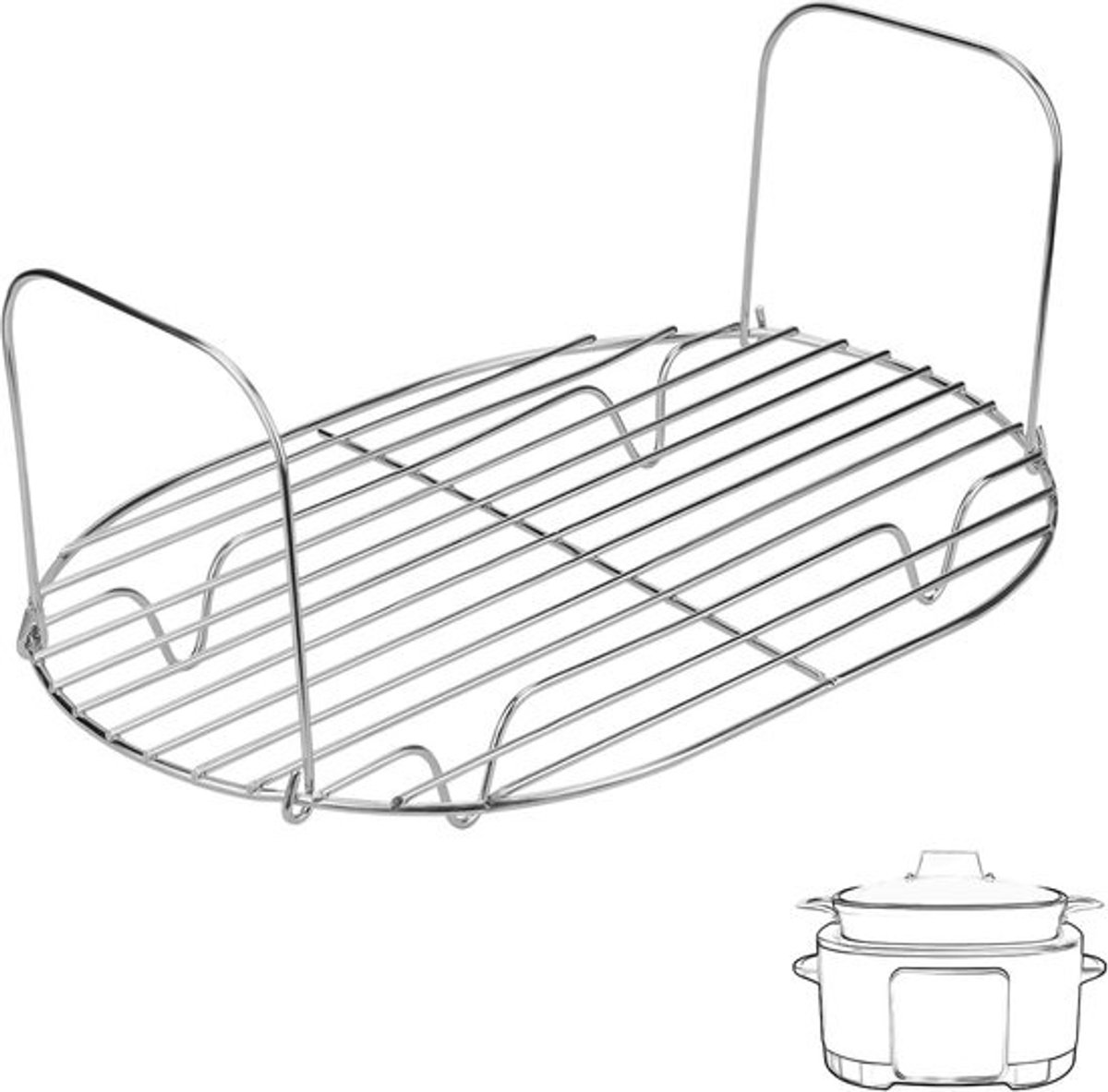 Roestvrijstalen Stoomrek Accessoires voor Slowcookers 8,5 Qt - Perfect voor Stomen van Vlees, Vis en Groenten