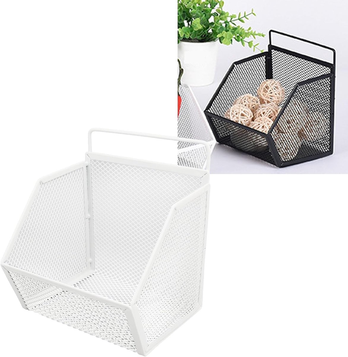 Hangende Draadmand, Praktisch voor Toiletartikelen, Fruitopslag, Slaapkamer, Wasruimte, 5,20 X 3,94 X 5,91 Inch (Wit)
