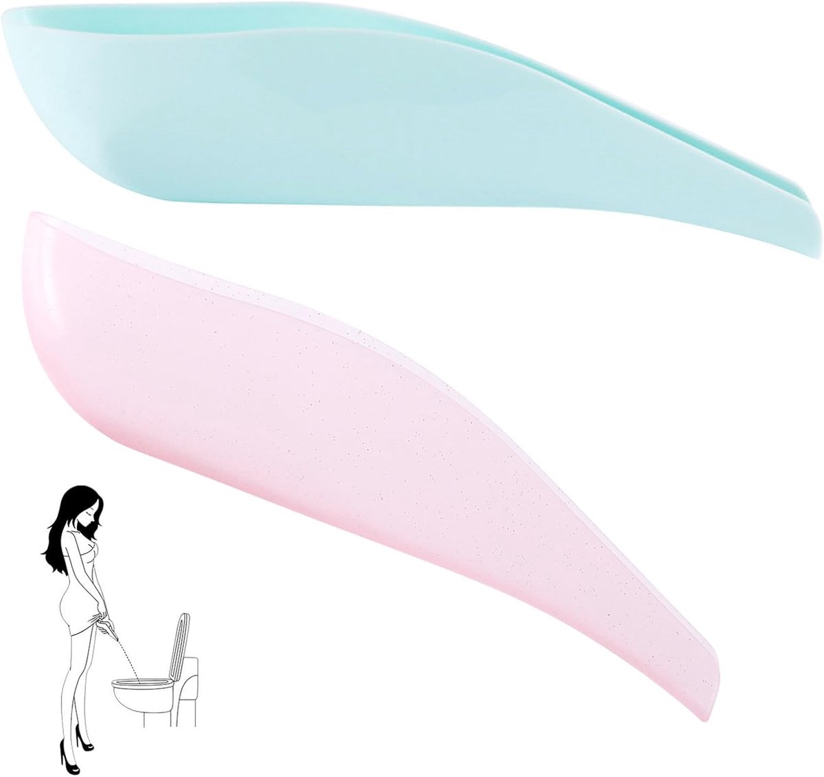 Urinoir voor dames, 2 stuks, herbruikbaar, grote opening, roze en blauw, voor kamperen, wandelen, fietsen, skiën en boottochten