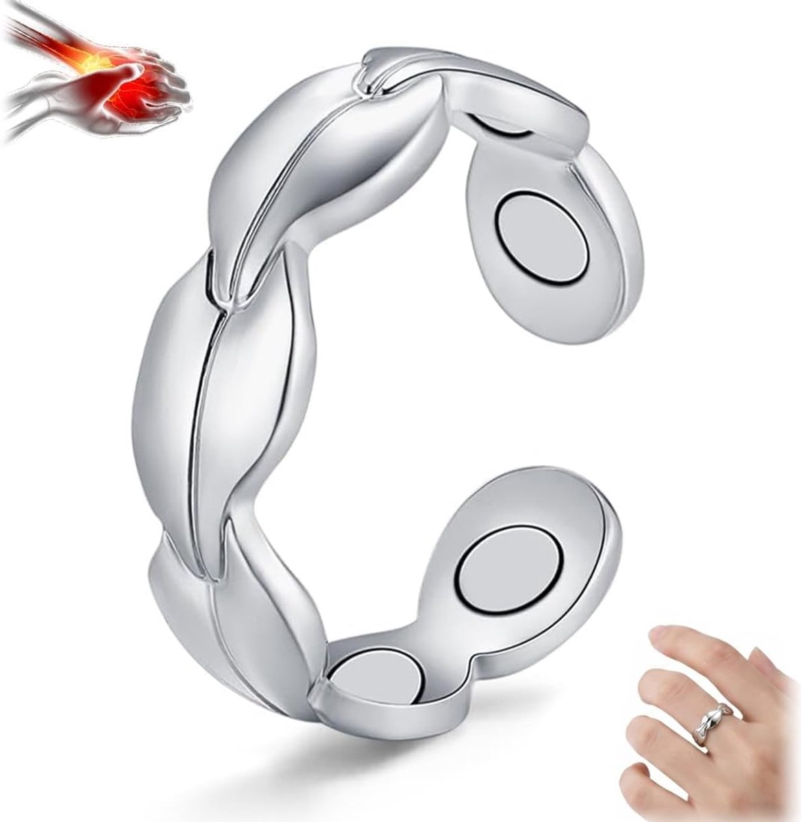 Magnetische ring, 2026 nieuw model eenvoudig/hart/bladeren/bloem ring, verstelbaar