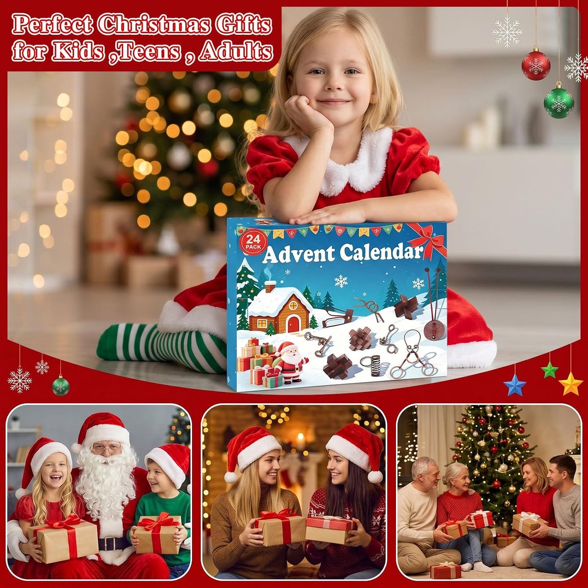 Adventskalender 2026 puzzelspellen voor volwassenen - jongens en meisjes - 24 verschillende 3D-puzzels, houten en metalen puzzels, 24 dagen aftelkalender, 3D-puzzel, cadeau voor het hele gezin voor — cadeau in Spellen & Speelgoed - foto 7