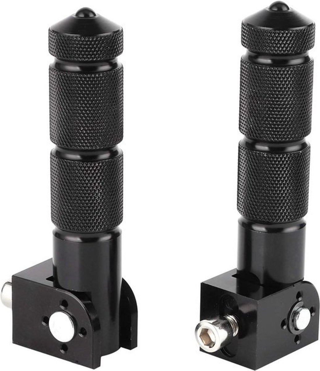 Motorcycle Folding Footrests 2 Pcs Electric Motorcycle Aluminum Pedals Non-Slip 8mm Universal 90 Degree Fixed Folding Passenger Pedal Support Bar (Black)