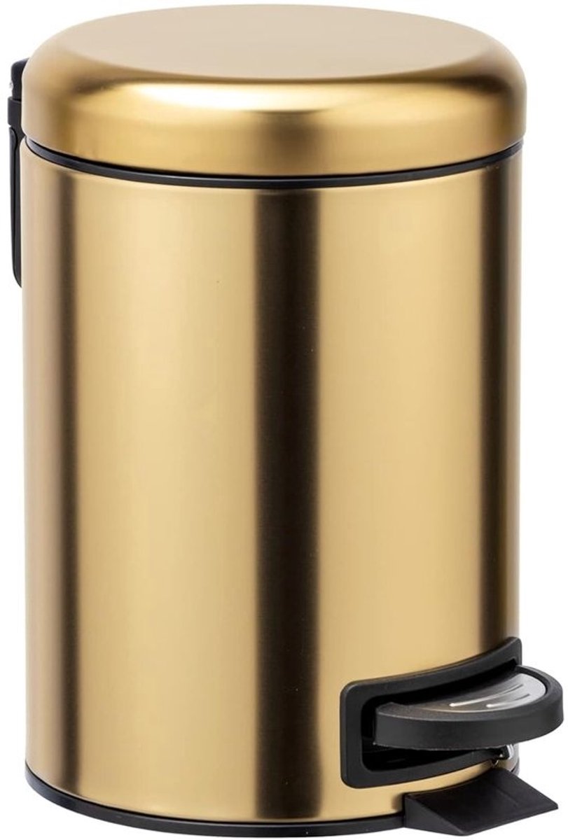 Leman Gold cosmetische pedaalemmer 3L – Roestvrij staal, goud