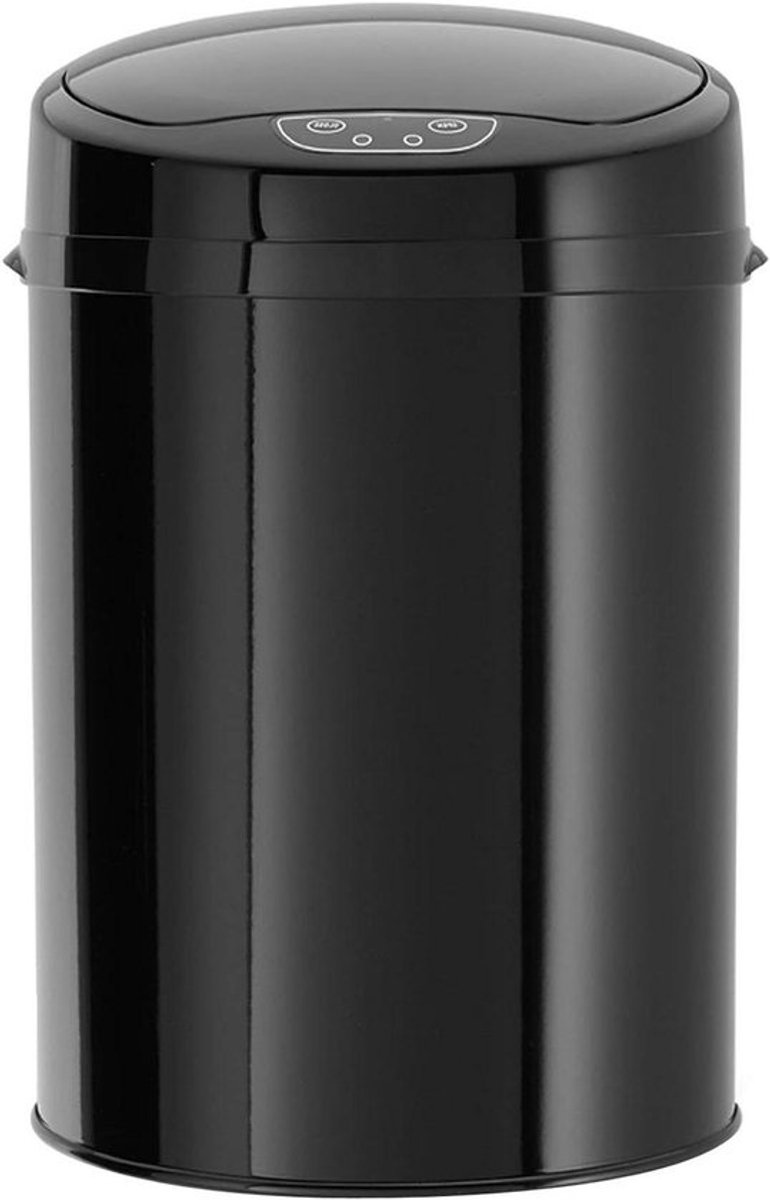 Black Waste Bin for Office Bathroom Cosmetics Trash Bin with Sensor Electric Dustbin Infrared Motion Sensor Touchless Stainless Steel Housing 9 Litres.