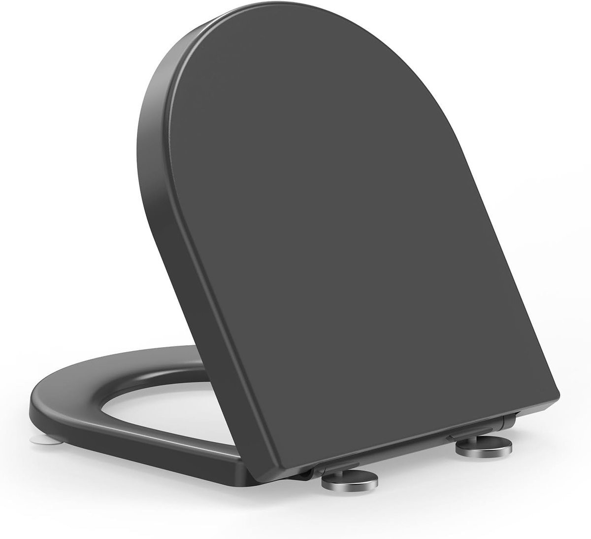 Toiletbril Soft Close D-vormig - YEAUPE PRO grijze Duroplast Loo stoelen met verstelbaar scharnier snelsluiting voor eenvoudige reiniging, antislip zitplaatsen in de badkamerkom, standaard