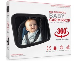 Baby Autospiegel voor Achterbank – Grote Verstelbare Auto Spiegel – Brede Achterbankspiegel voor Baby en Kind – 360° Verstelbaar