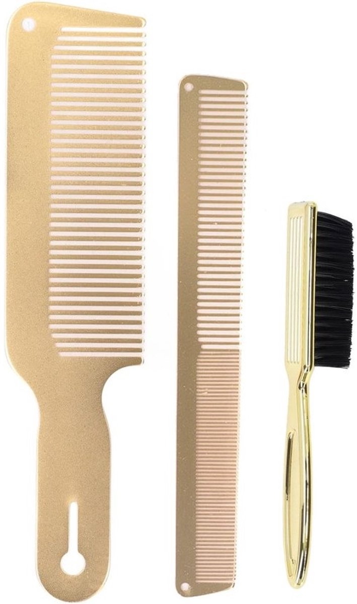 Baardkamset - voor mannen - 3-delige haarstyling- en verzorgingsset - met brede kam en borstel - voor lang, dik en krullend haar