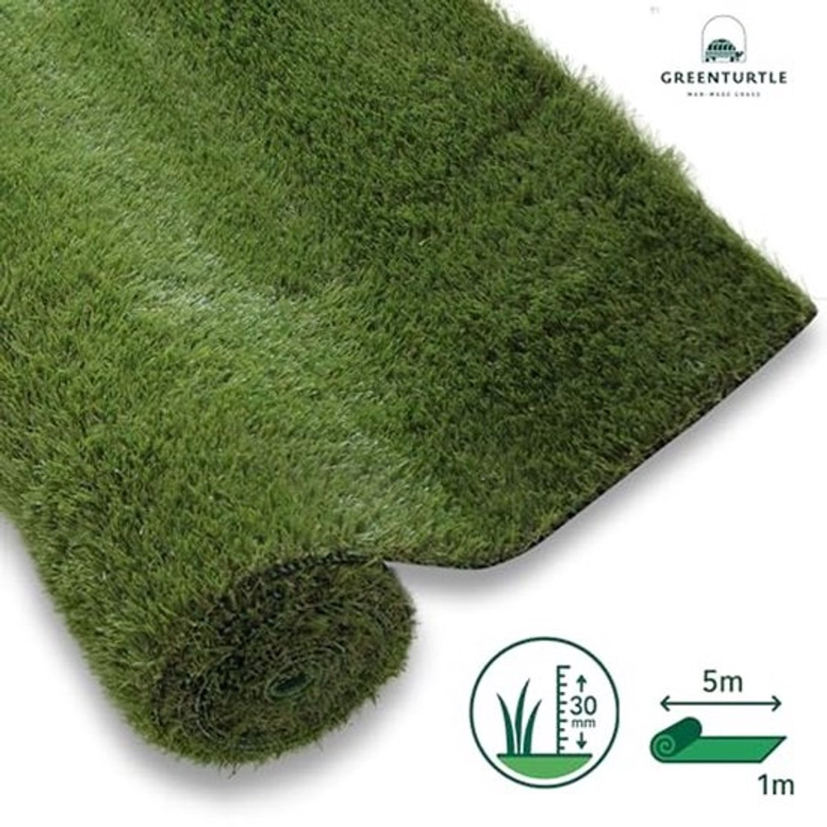 Kunstgras 30 mm - 100 x 500 cm (5 m²) - Voor Balkon, Terras of Tuin - Natuurlijke Look - Hoge Dichtheid met 20.000 Draden/M² - UV Bestendig - Met Drainage - Huisdier- en Kindvriendelijk