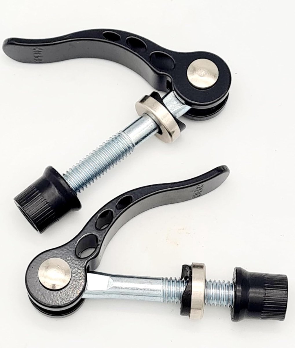 2 stuks snelsluitklemmen voor fiets, M6 x 50 mm, zwart
