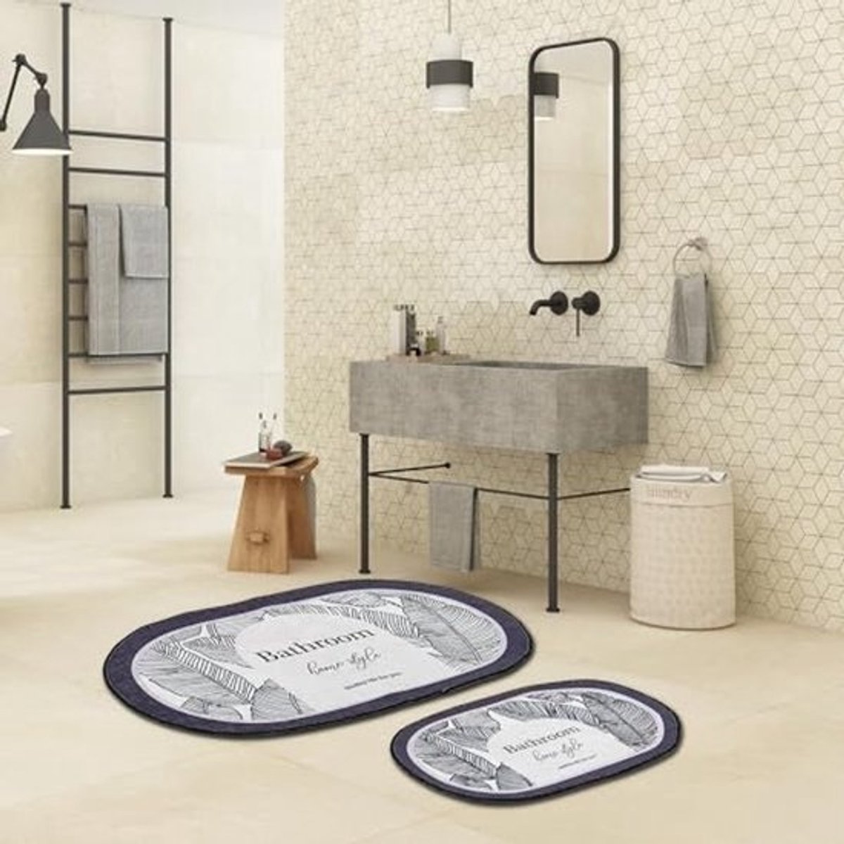 Zachte Antislip Badmatset - Waterabsorberend en Hygienisch - 2-Delige Badkamertapijtset 60x100 cm en 50x60 cm