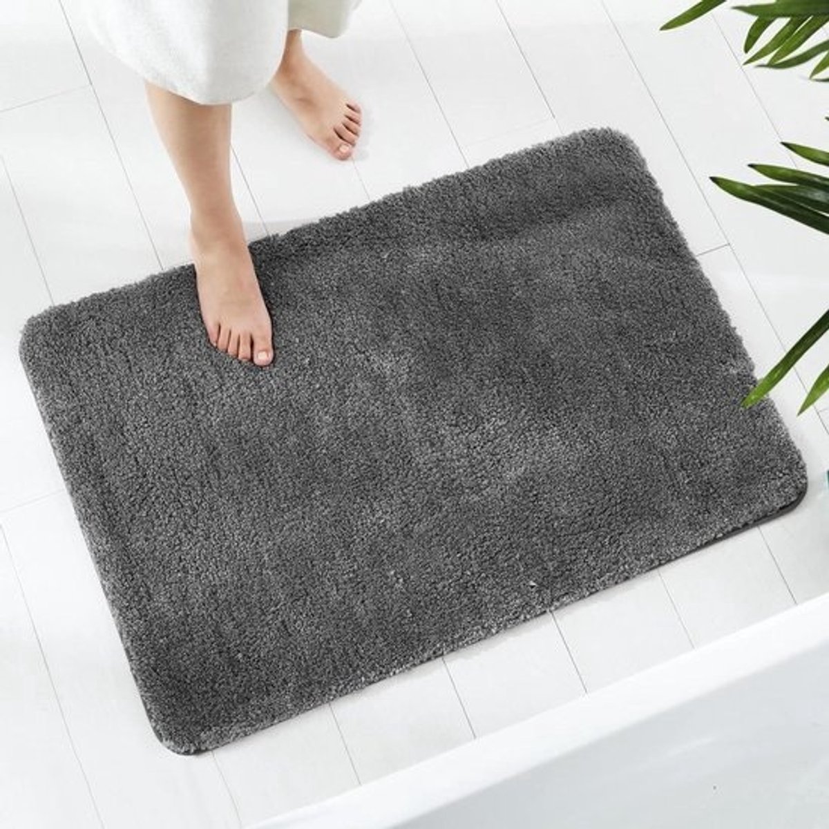 Badkamertapijt - Badmat - Vocht Opnemen - Superzachte Microvezel - 60 x 90 cm - Houtskool
