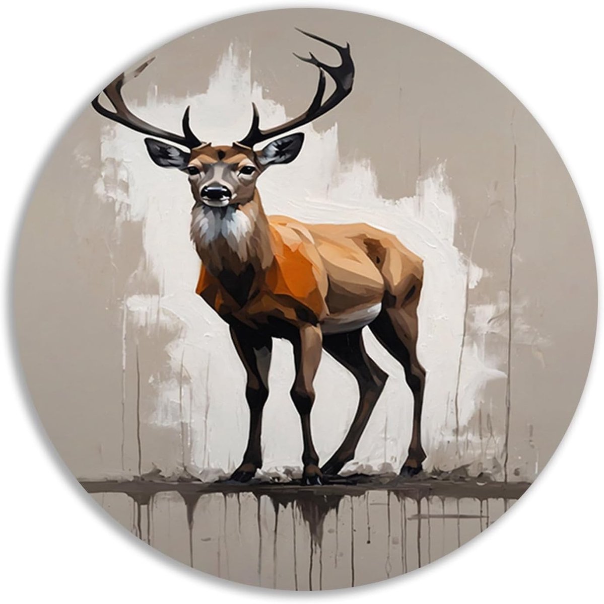 rond schilderij, Dieren muurcirkels, Muurcirkel Dripping, Wanddecoratie industrieel, Schilderij, Wanddecoratie woonkamer muurcirkel forex 40x40 cm