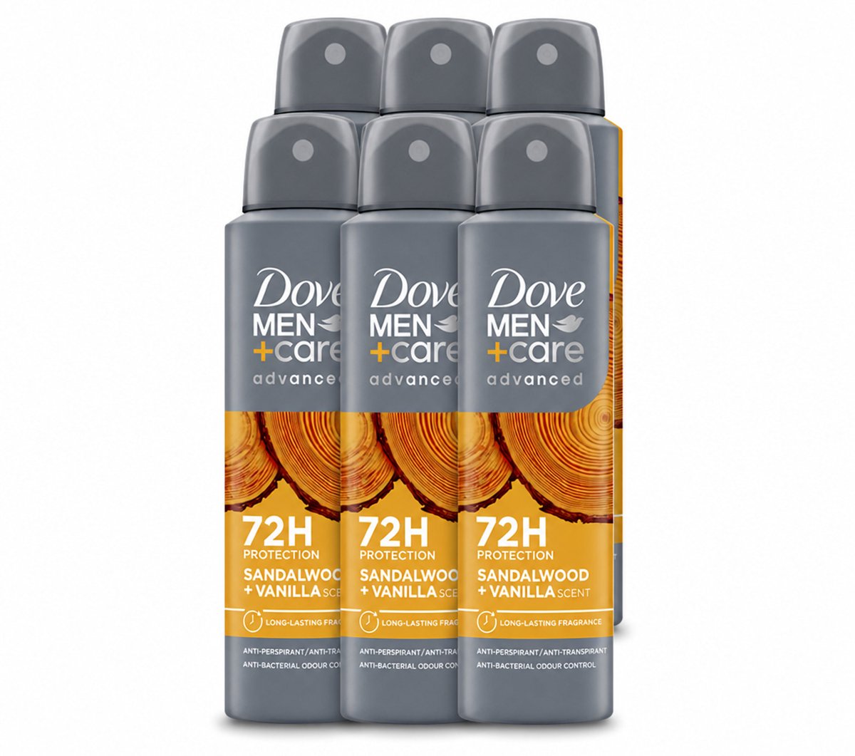 6 x Dove – Deodorant Spray – Men+Care Sandalwood & Vanilla – 150 ml - Voordeelverpakking - 6 stuks