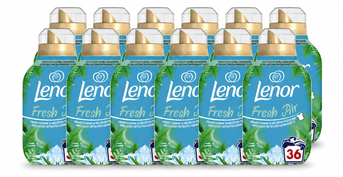 12 x Lenor - Wasverzachter - Fresh Air Noorderlicht - Ultra Geconcentreerd - 36 Wasbeurten - Voordeelverpakking - 12 stuks