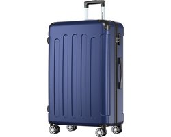 TRVLMORE Reiskoffer Groot - 76 × 49 × 29 cm - 110L - Cijferslot - 4 Spinnerwielen 360° - Donkerblauw