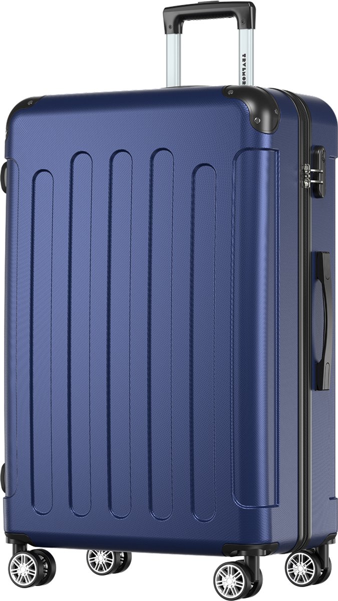 TRVLMORE Reiskoffer Groot - 76x49x29 cm - 110L - Cijferslot - 4 Spinnerwielen 360° - Donkerblauw