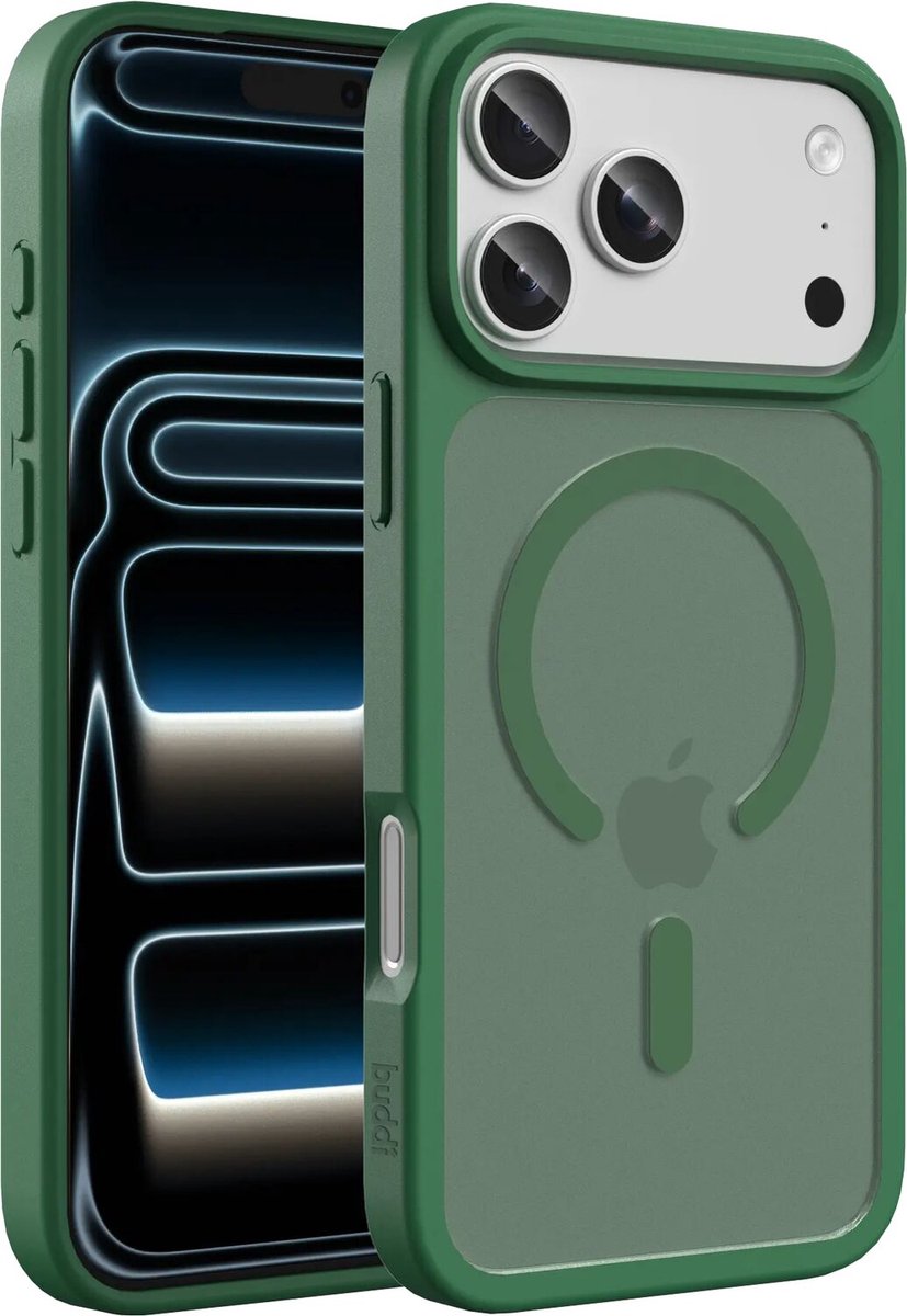 Buddi Frost Hoesje Geschikt voor Apple iPhone 18 Pro Max - Mat Groen - MagSafe Back Cover - Matchende kleur - Shockproof - Slank
