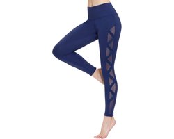 romansong Dameslegging van mesh met zak, niet-doorzichtige capri, hoge taille, buikcontrole, 4-weg stretch