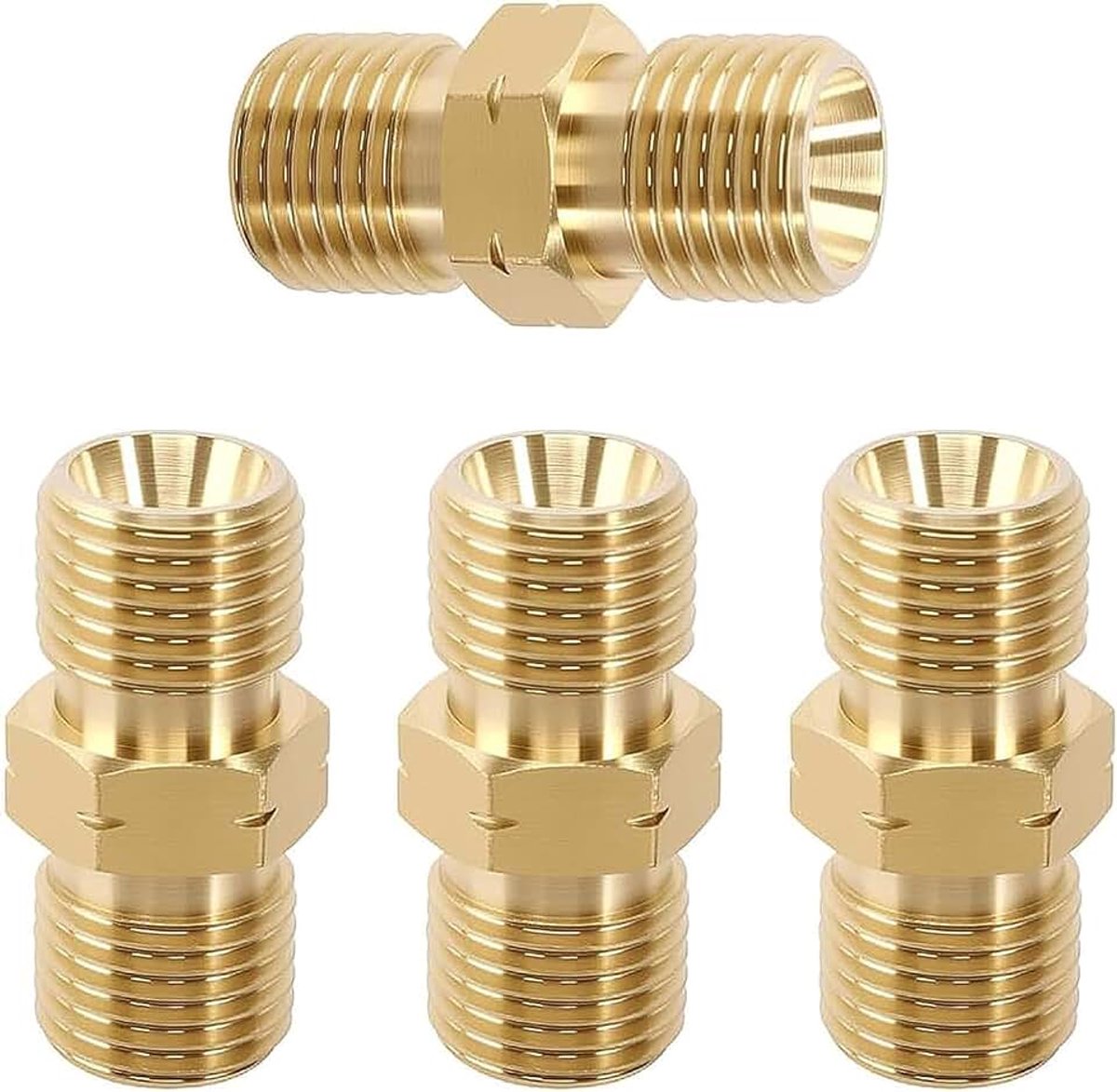 Dubbele nippel DN8 1/4 inch AG links, messing dubbele nippelkoppeling, propaan acetyleen, gasslang buitendraad voor airconditioning, zonne-installaties, sanitair
