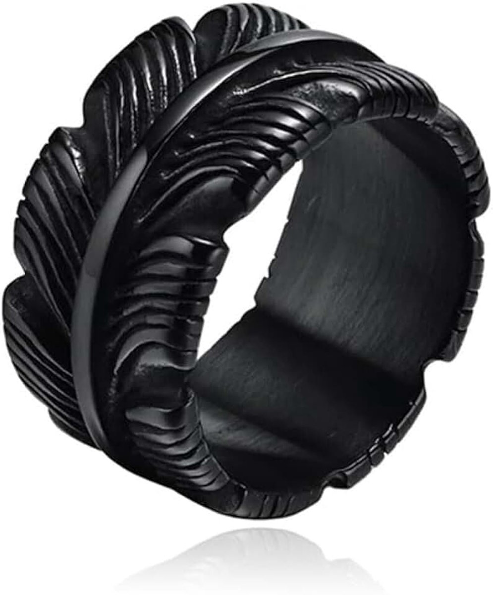 Jewelry Ring voor Mannen - Veer Zwart-18mm