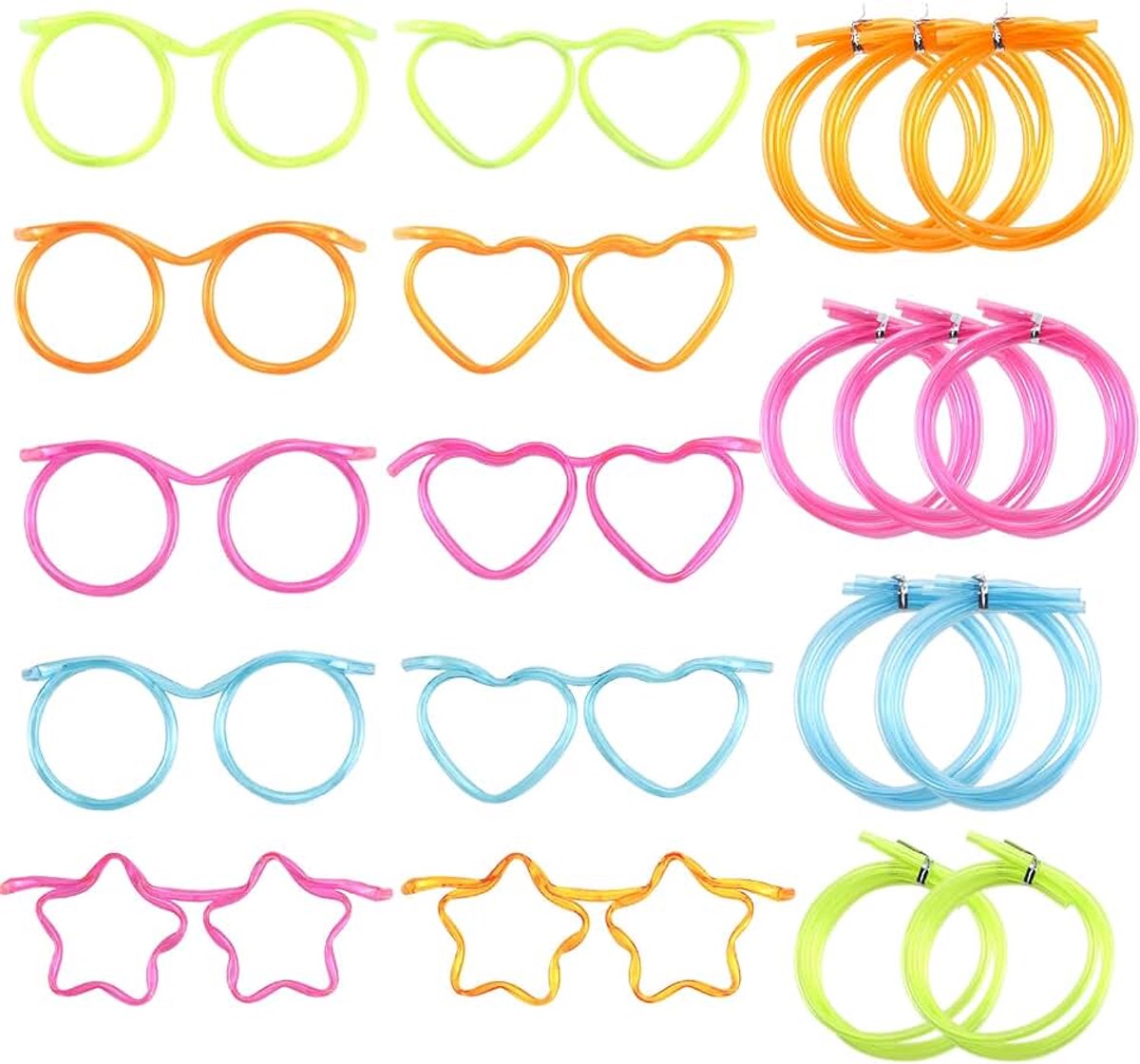 Plastic feestbrillen, rietjes, drinkbril, strobril, 10 stuks, grappige rietglazen, herbruikbare rietjesbril om te drinken, drinkrietbril voor kinderen, feestgadgets accessoires