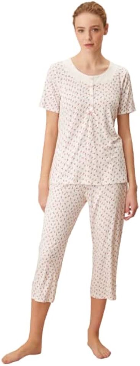 Suwen Capri Pyjama Set Roze Print Maat L