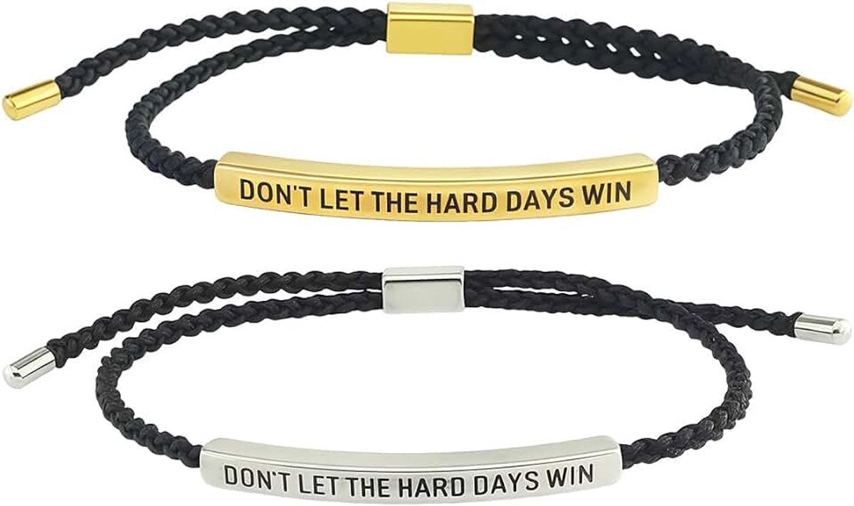 2er Set Armbänder met inspirierender Gravur, Motivationsarmband aus hochwertigem Textil, Freenschaftsarmband voor beste Freene, Schmuck Armband met positiver Botschaft