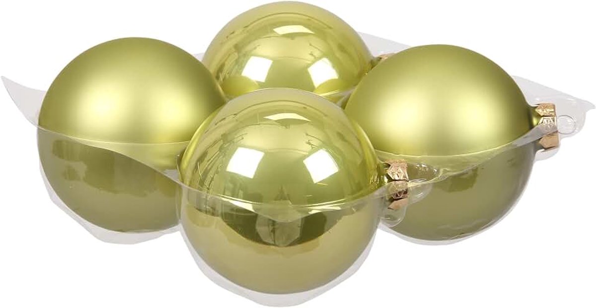 Kerstballen salie groen (oasis) van glas - 10 cm - mat/glans - Kerstboomversiering