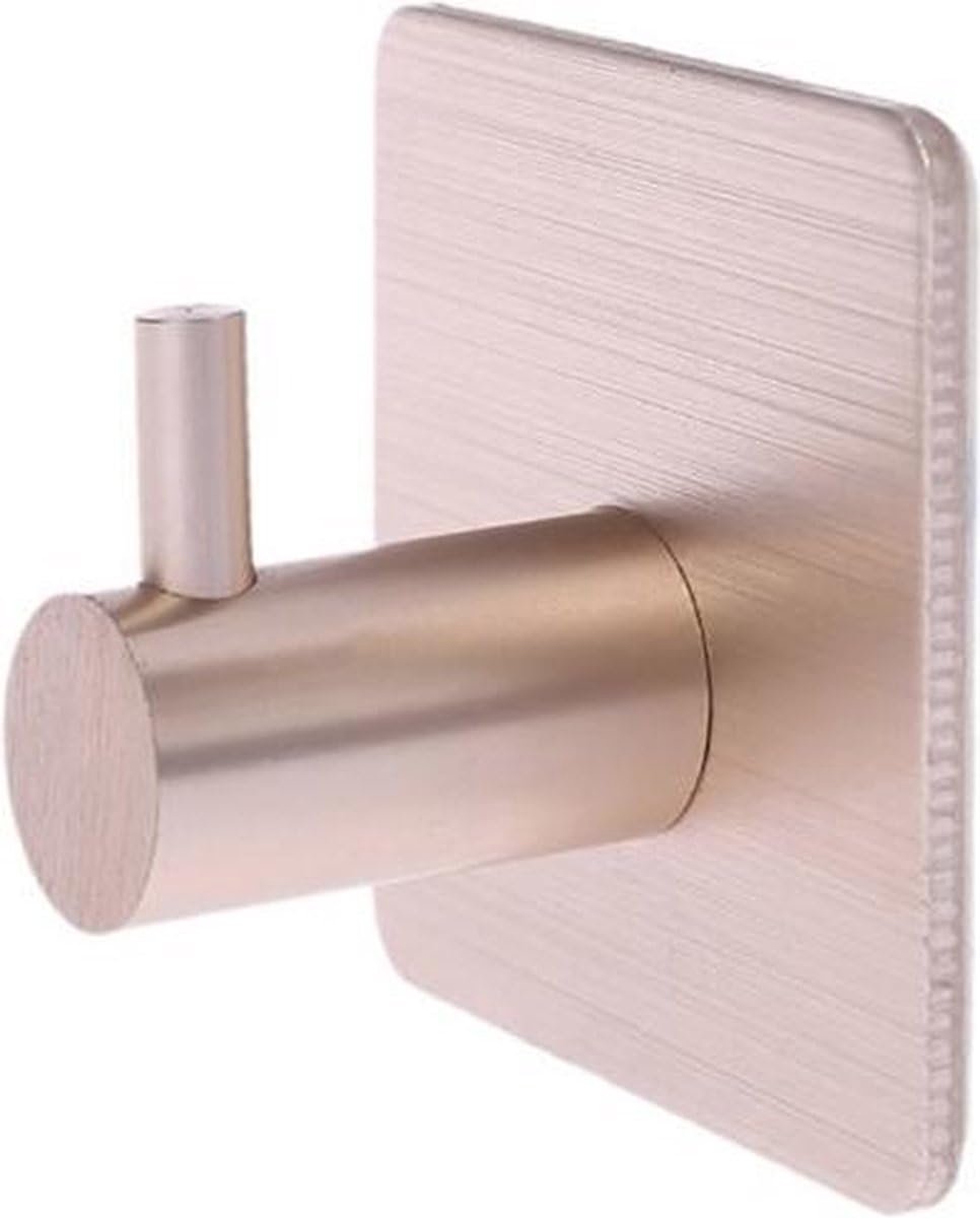 Handdoekhaak Set 5 stuks Zonder Boren RVS 5 stuks - Vierkant Zelfklevend Badjas Theedoek Hanger Keuken Badkamer Handdoek Haakjes - Roze