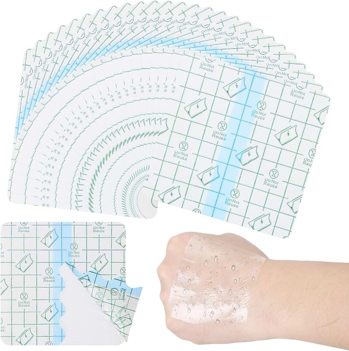 Transparante Waterbestendige Pleisters, 10 x 10 cm Siliconen Tatoeagepleisters, Waterdicht Gelsticker Geschikt Voor Zwemmen En Onder De Douche