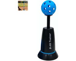 1 stuks - basebal slagtrainer - tee popper - batting tee - honkbal trainingshulp - draagbaar, stabiele voet - inclusief 3 trainingsballen - afmetingen 12,5 x 29 cm - binnen en buiten oefenen - zwart met lichtblauw