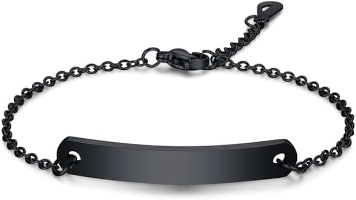 Armband Naamplaat Zwart