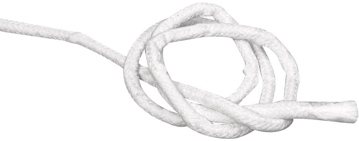 Speciale lont voor olielampen, 7 mm ø, Btl. 1 m, katoenen lont met glasvezelkern, lont voor olielampen, olielamp lont rond