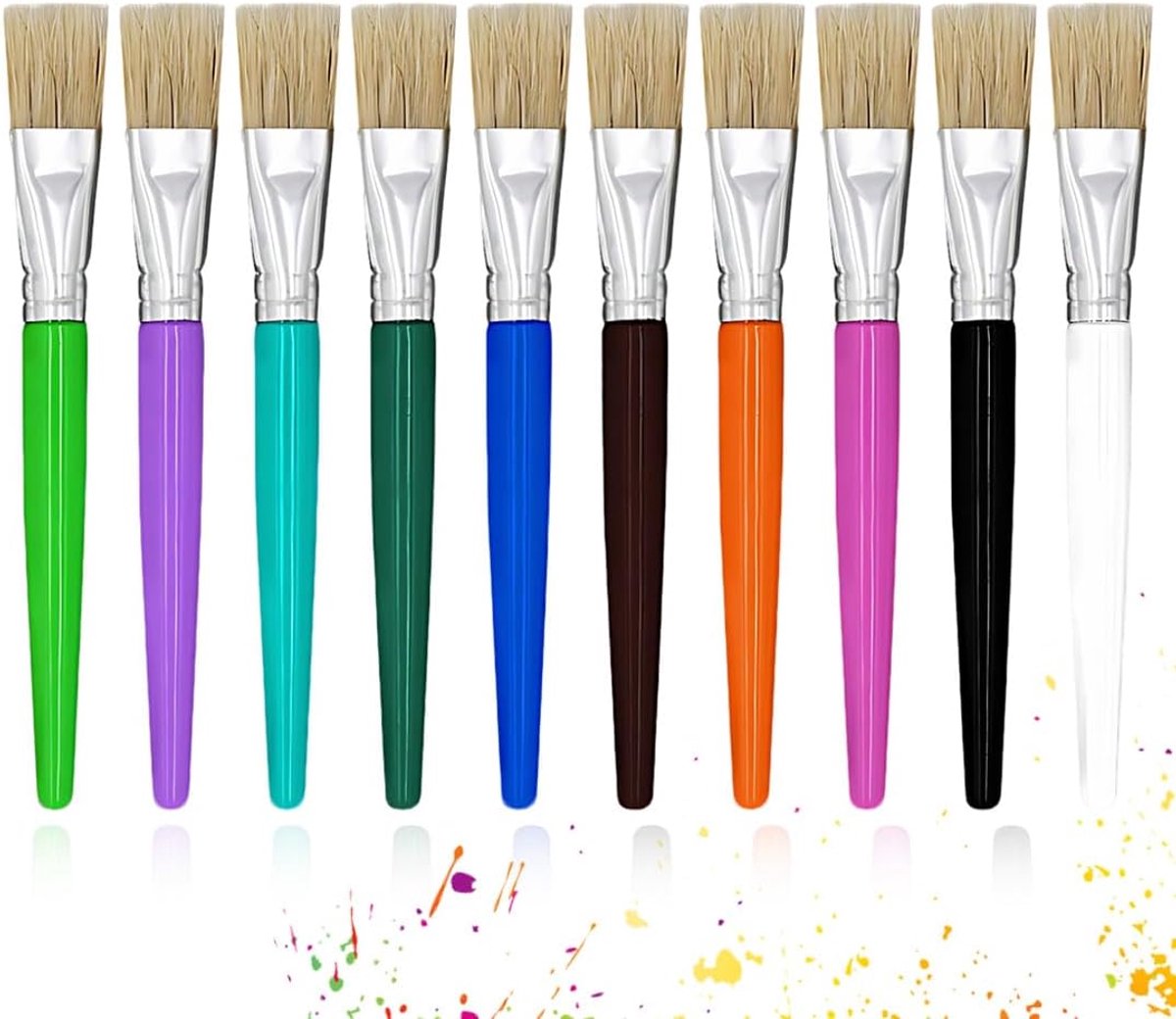 Kwastenset voor kunstenaars, volwassenen en kinderen, schilderkwasten, penseel om te schilderen, kwast, houten kwast, acrylkwast, 10 stuks