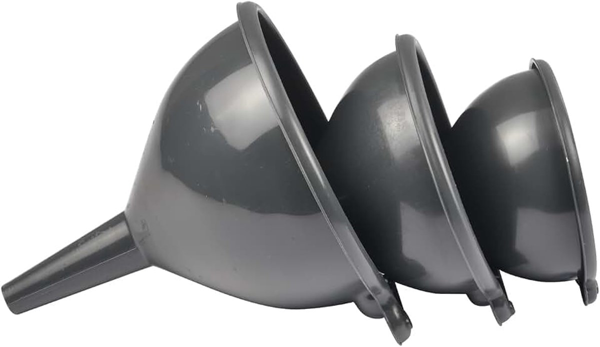 Set van 3 trechters van kunststof, D10 cm, D12 cm, antraciet