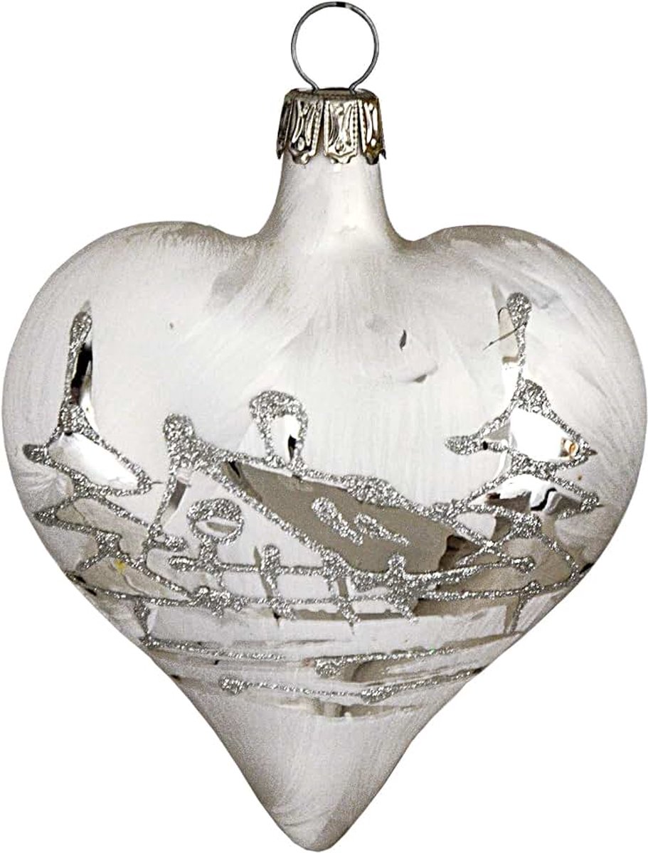 Kerstballen wintermagie 7cm hart 3-voudig