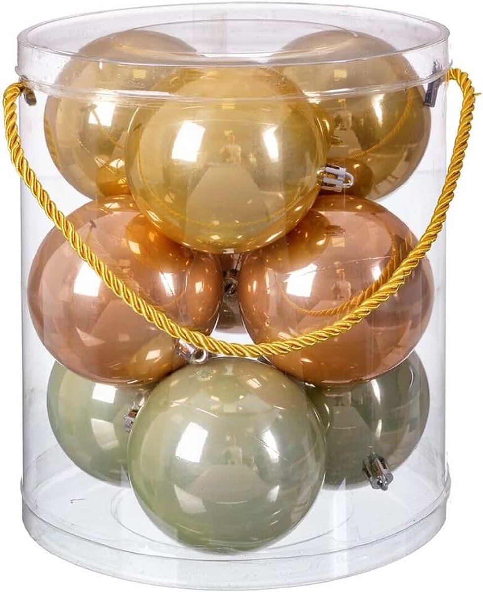 Kerstballen, meerkleurig, kunststof, 8 x 8 x 8 cm, 9 stuks