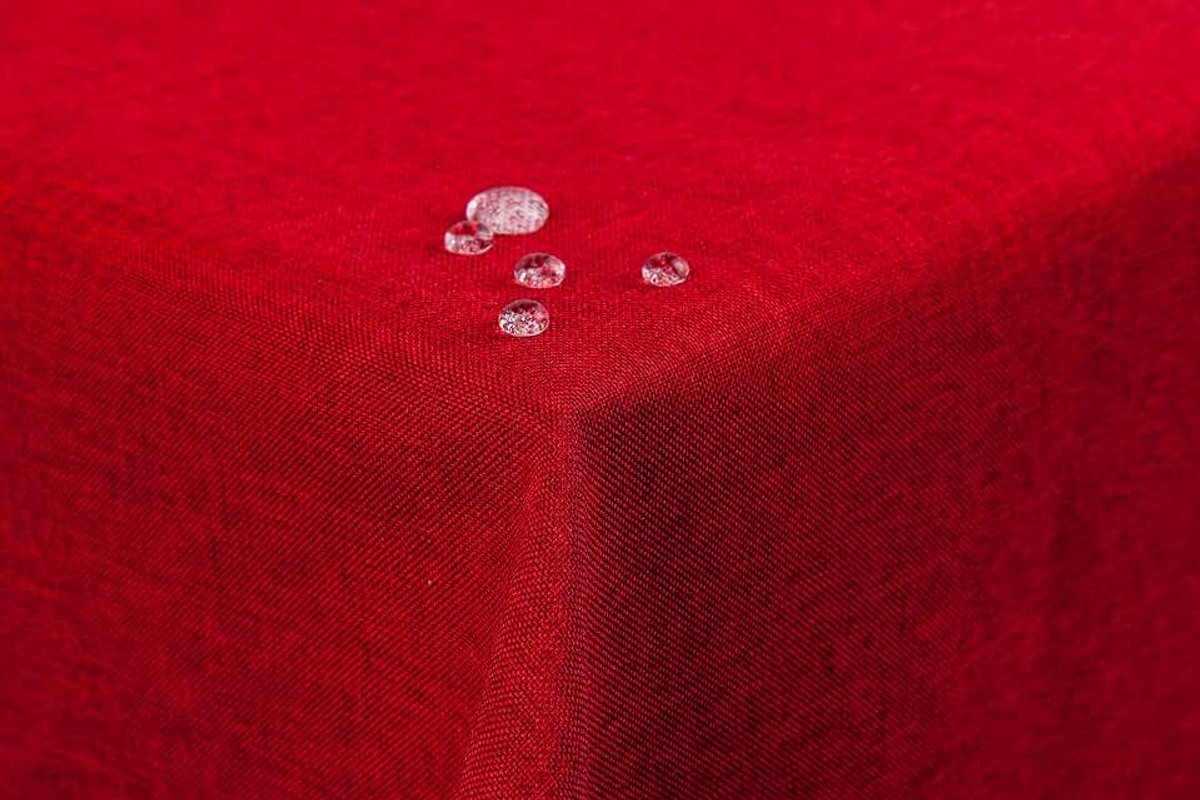 Tuintafelkleed lotuseffect linnenlook 130x260 vierkant rood Bordeaux rechte zoom