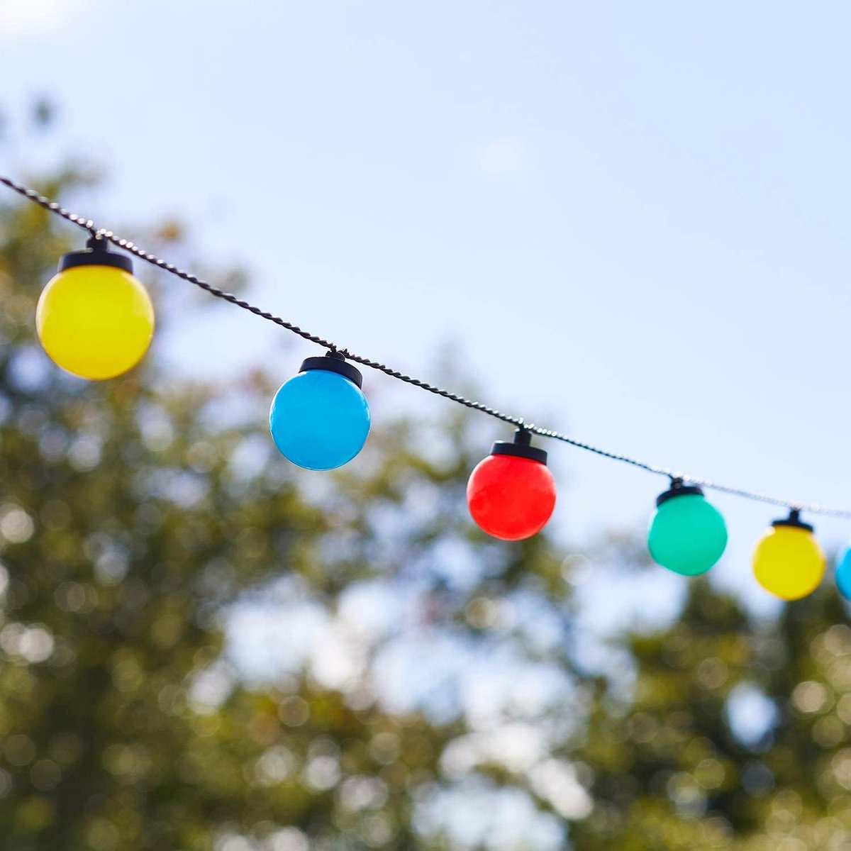 Lichtsnoer voor buiten, 7,25 m, met 30 ledlampen, meerkleurig, IP44, waterdicht, slinger, decoratie, tuin, balkon, terras, pergola, op kabel, zwart
