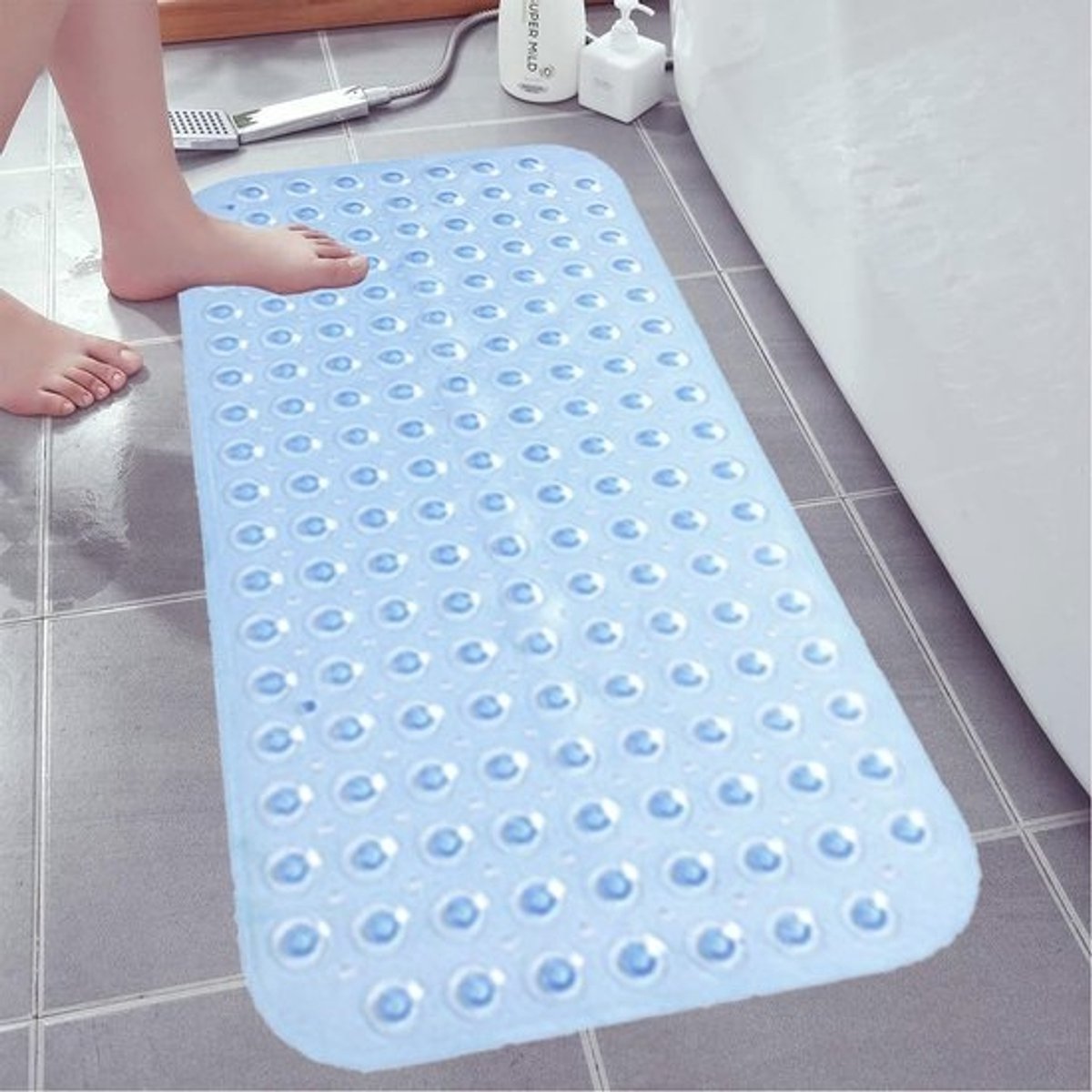 Badkamermat - Zachte PVC Antislip Douchemat met Sterke Grip en Afvoergaten - Antibacteriële Droogmat (38 x 70 cm)