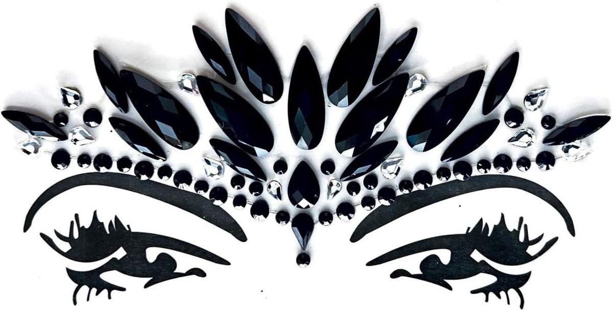 Sticker gezicht en lichaam juwelen edelsteen sticker glitter make-up voor party festival shows BFG34 zwart