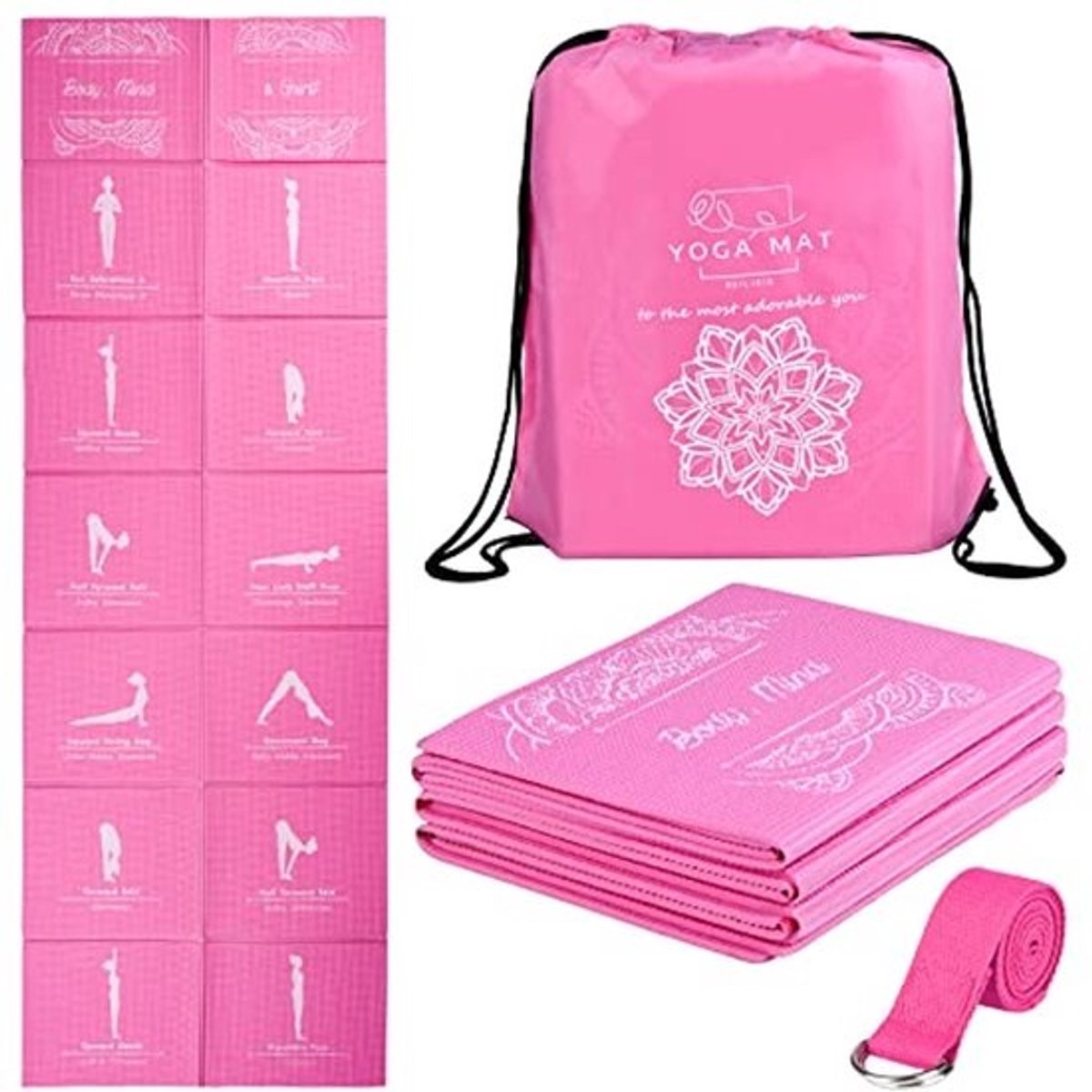 Opvouwbare yogamat voor dames - Antislip oefenmat voor yoga, pilates en fitness