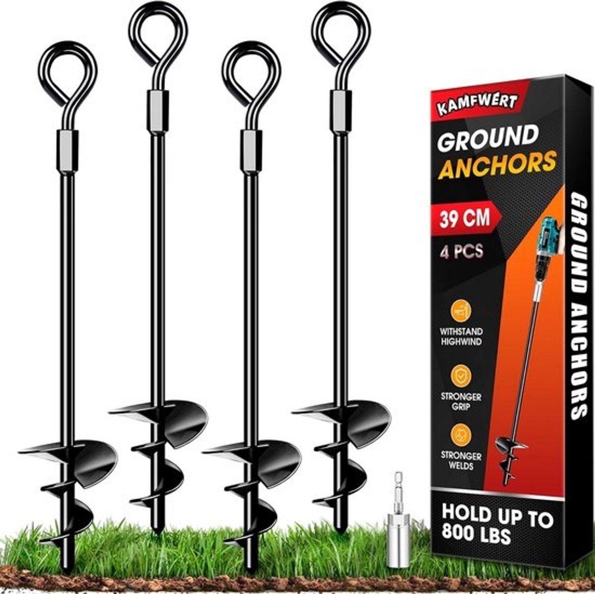 Grondanker Heavy Duty 4 Pack - Perfect voor Tenten, Trampolines en Tuin